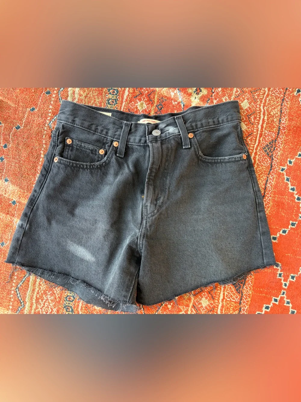Levi's Black Denim Ribcage Shorts